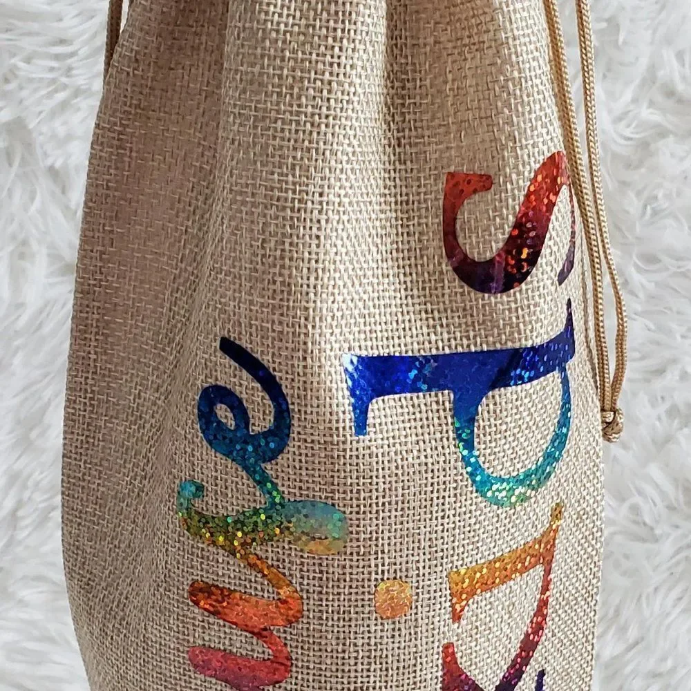 Because Kids Burlap Jute Wine Bag with Drawstrings